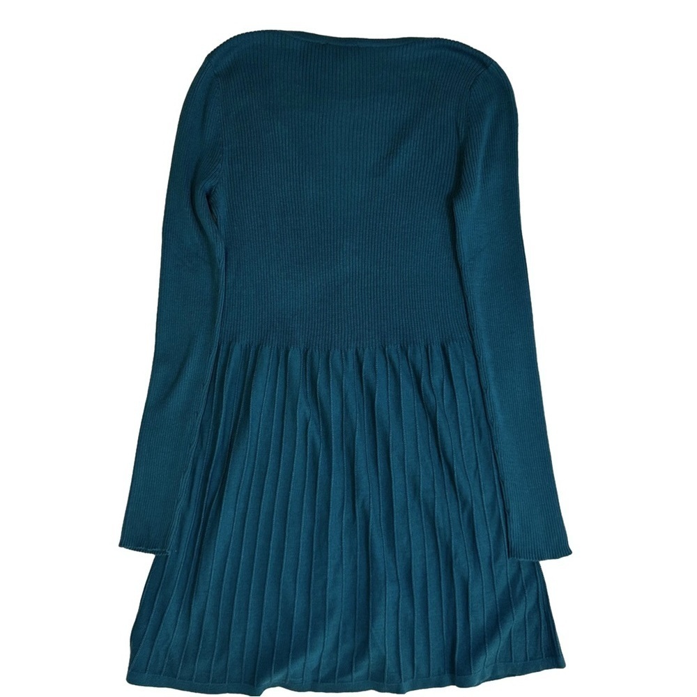 DIALOGUE Teal Cardigan Sweater Top Size XS Fit and Flare Long Sleeve 3 Buttons - Picture 4 of 12